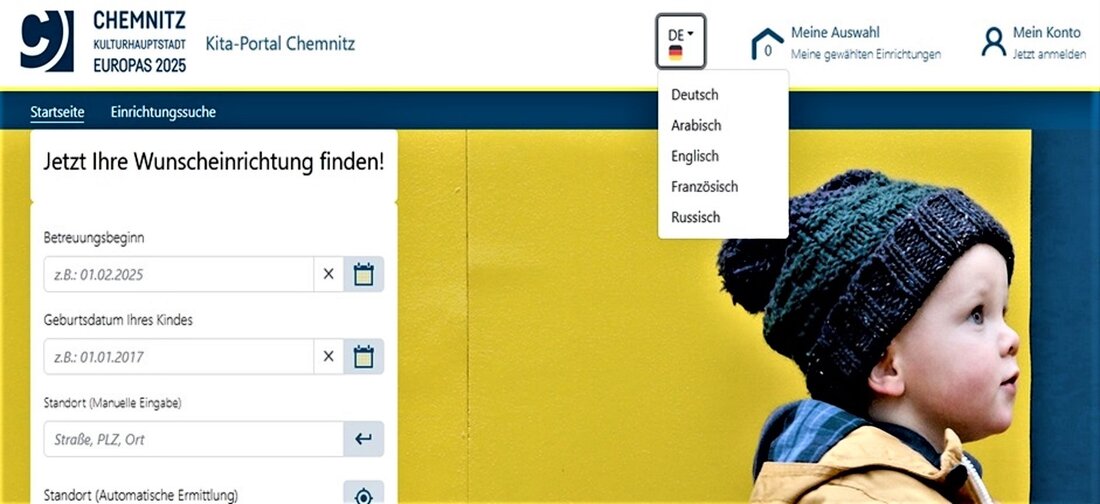 Screenshot des Kita-Portals