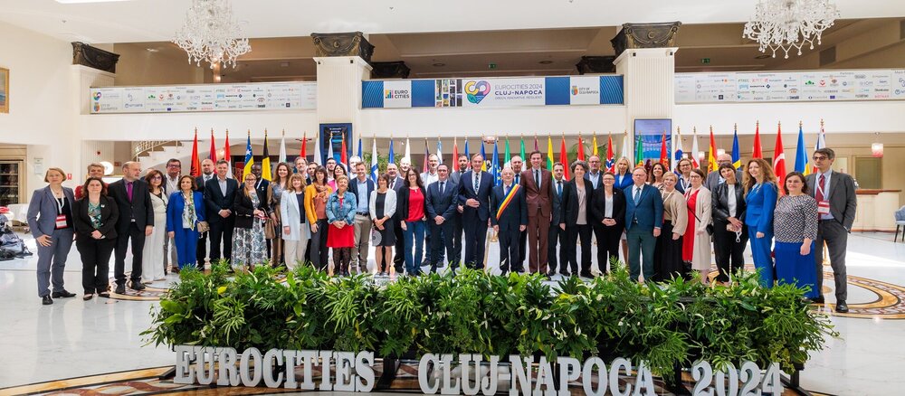  Gruppenfoto auf der Eurocities Jahreshauptversammlung in Cluj-Napoca, Rumänien (2024)