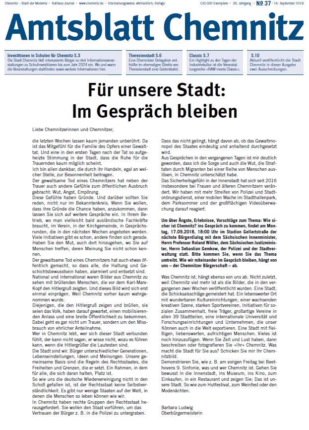 Titelbild Chemnitzer Amtsblatt