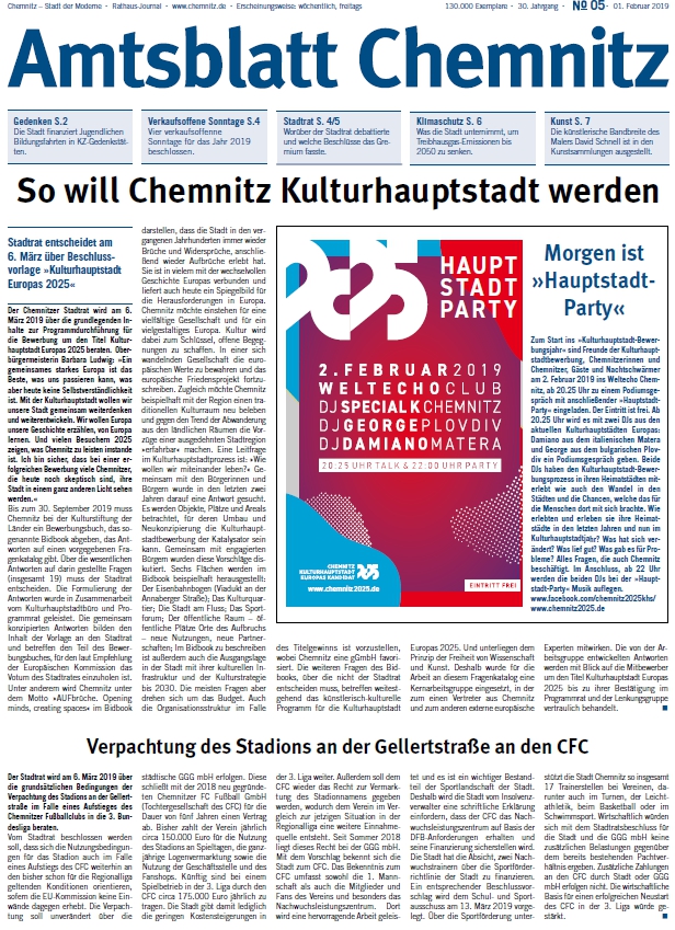 Titelbild Chemnitzer Amtsblatt