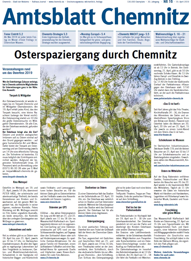 Titelbild Chemnitzer Amtsblatt