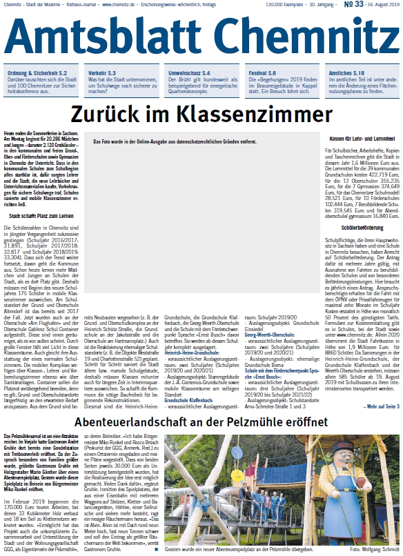 Titel Chemnitzer Amtsblatt