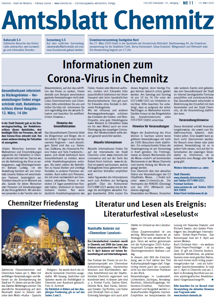 Titelbild Chemnitzer Amtsblatt