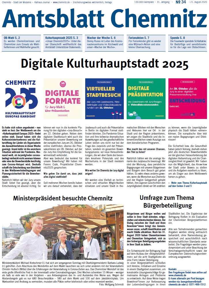 Titel Chemnitzer Amtsblatt