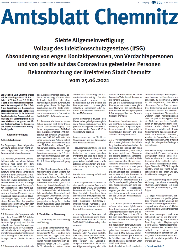 Titelbild Chemnitzer Amtsblatt