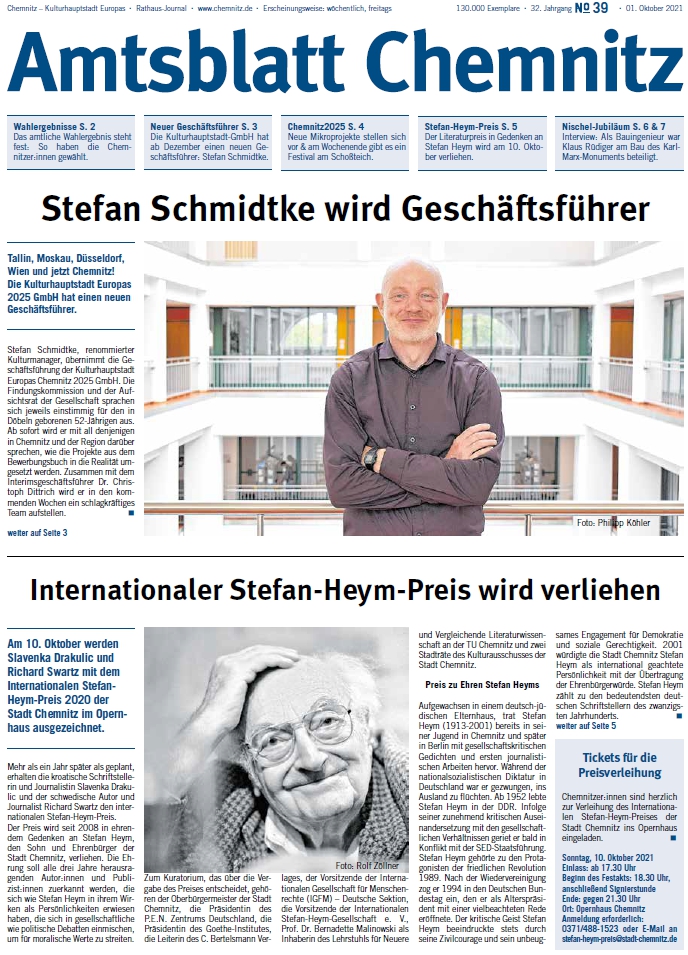 Titelbild Chemnitzer Amtsblatt