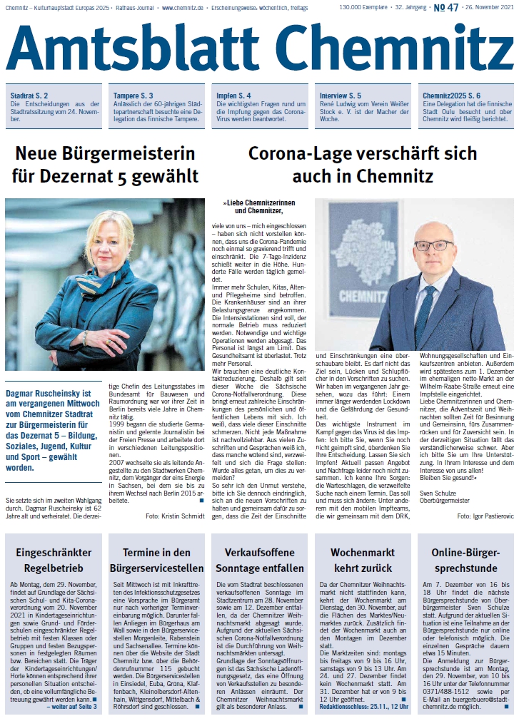 Titelbild Chemnitzer Amtsblatt