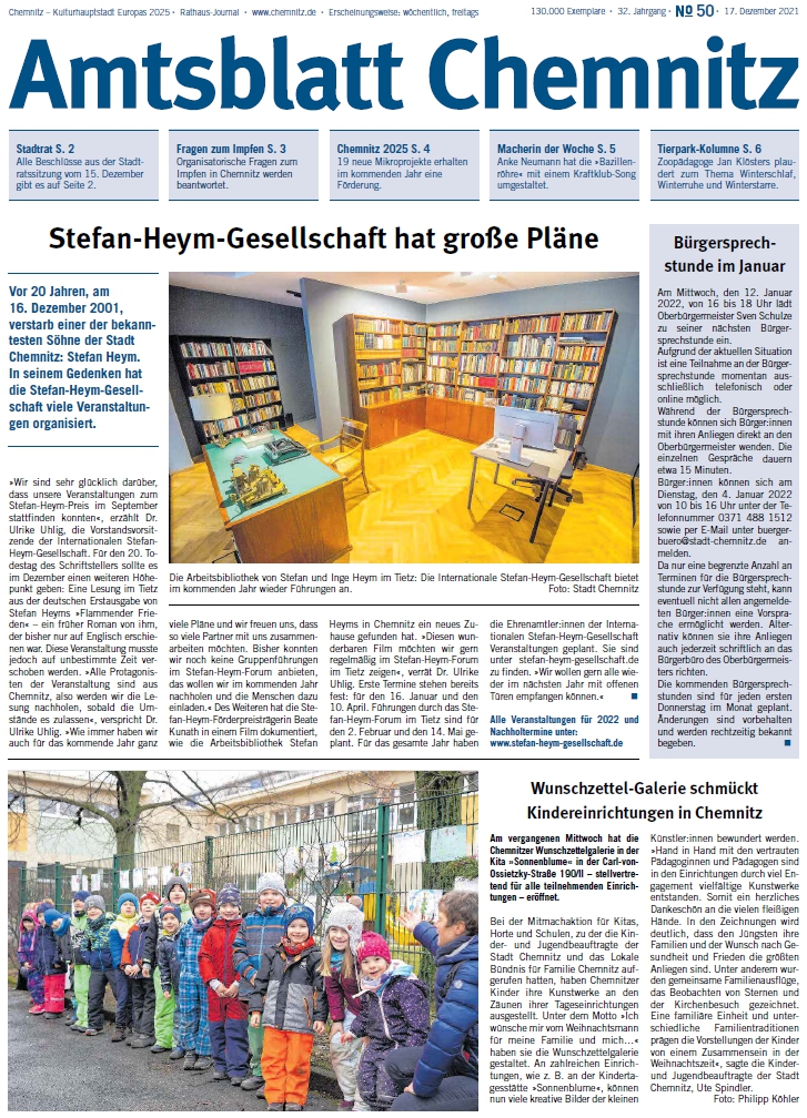 Titelbild Chemnitzer Amtsblatt 50/2021