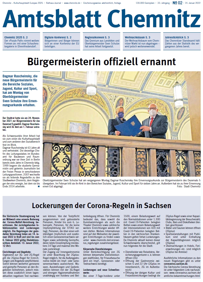 Titel Chemnitzer Amtsblatt 2/2022