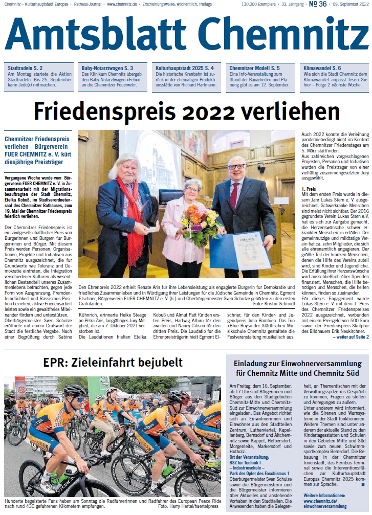 Titel Chemnitzer Amtsblatt