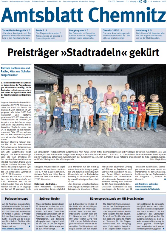 Titelseite des Amtsblattes 18.11.2022