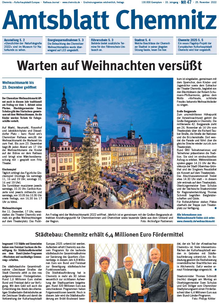 Titelseite des Amtsblattes 25.11.2022
