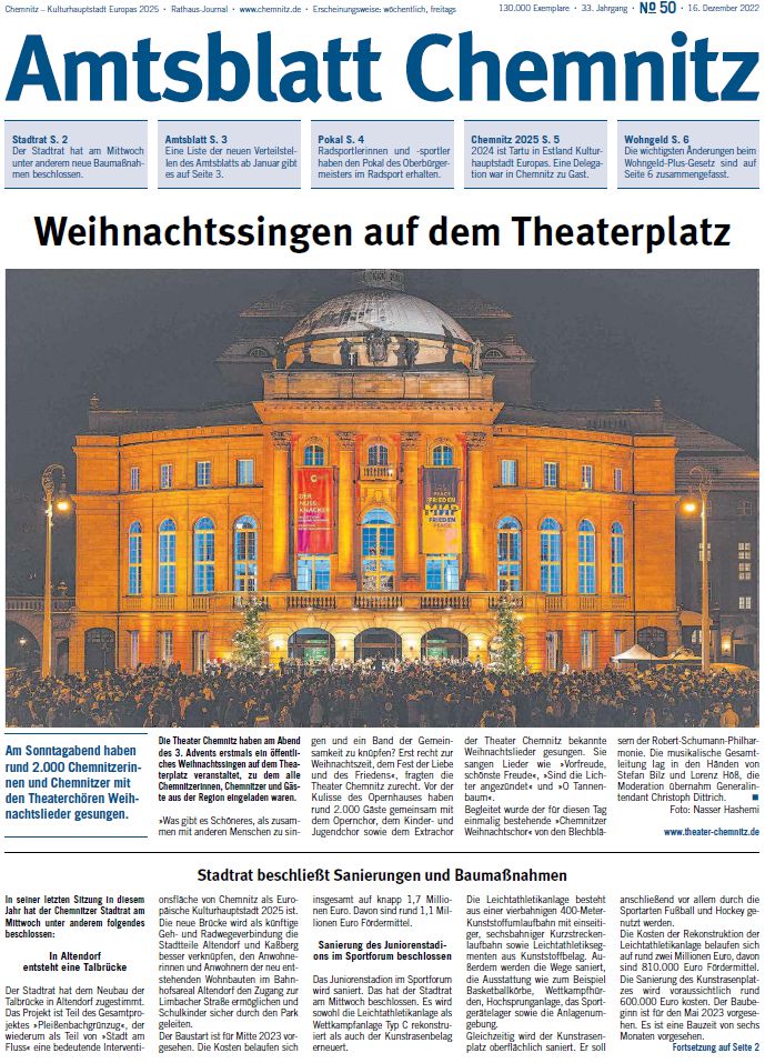 Titel des Chemnitzer Amtsblattes 50/2022