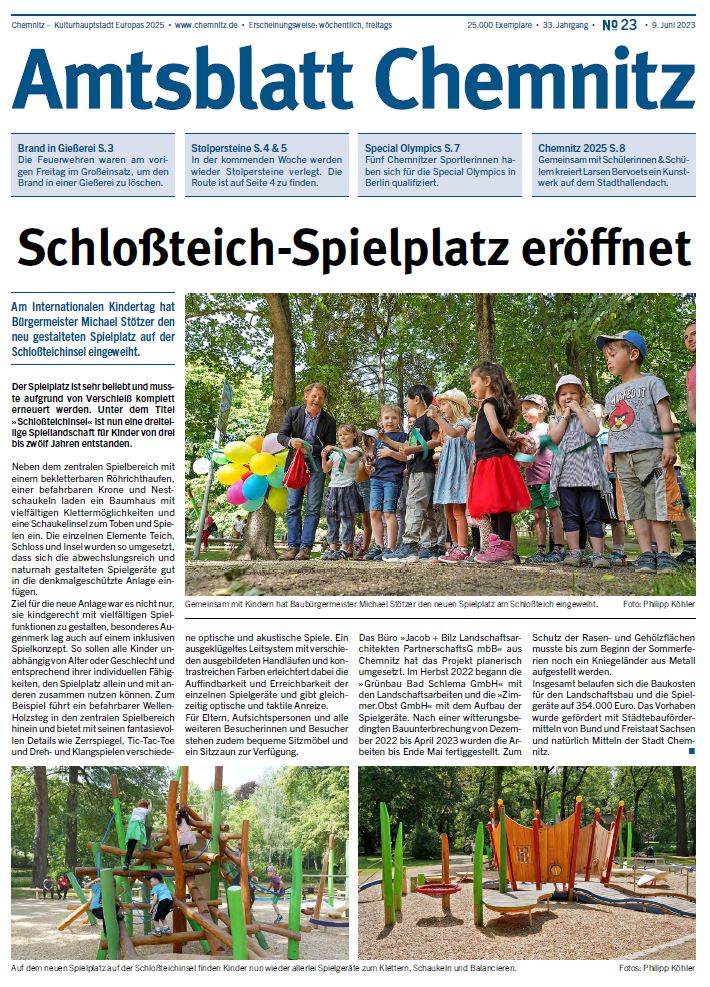 Titelseite der Ausgabe 23 des Chemnitzer Amtsblattes