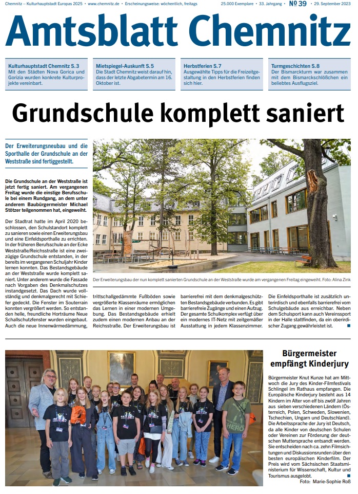 Titel Chemnitzer Amtsblatt Ausgabe 39/2023