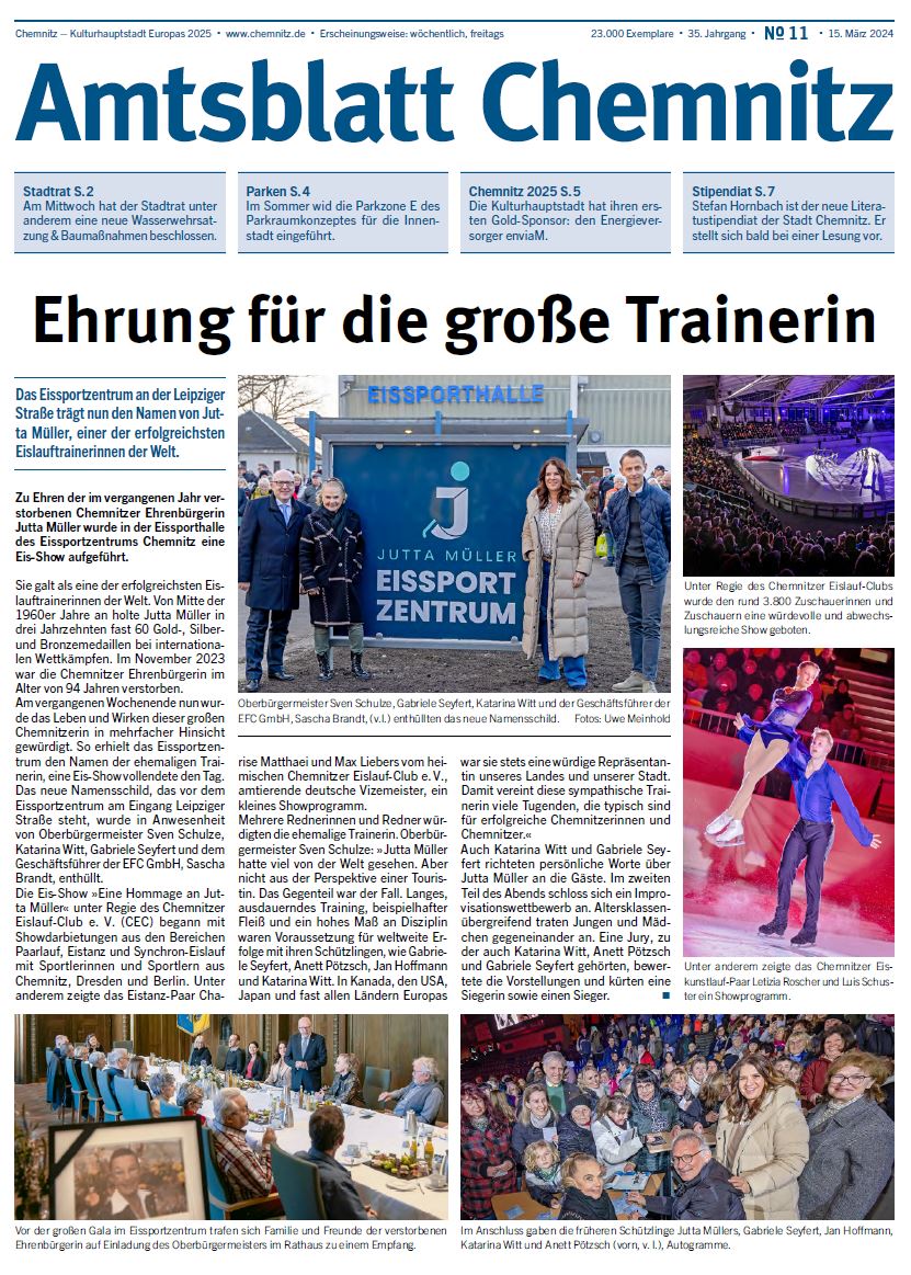 Titelseite der Ausgabe 11 des Chemnitzer Amtsblattes 2024