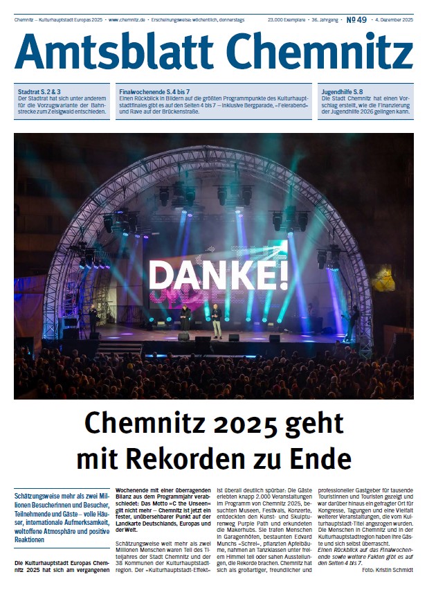 Titelseite der 49. Ausgabe des Chemnitzer Amtsblattes