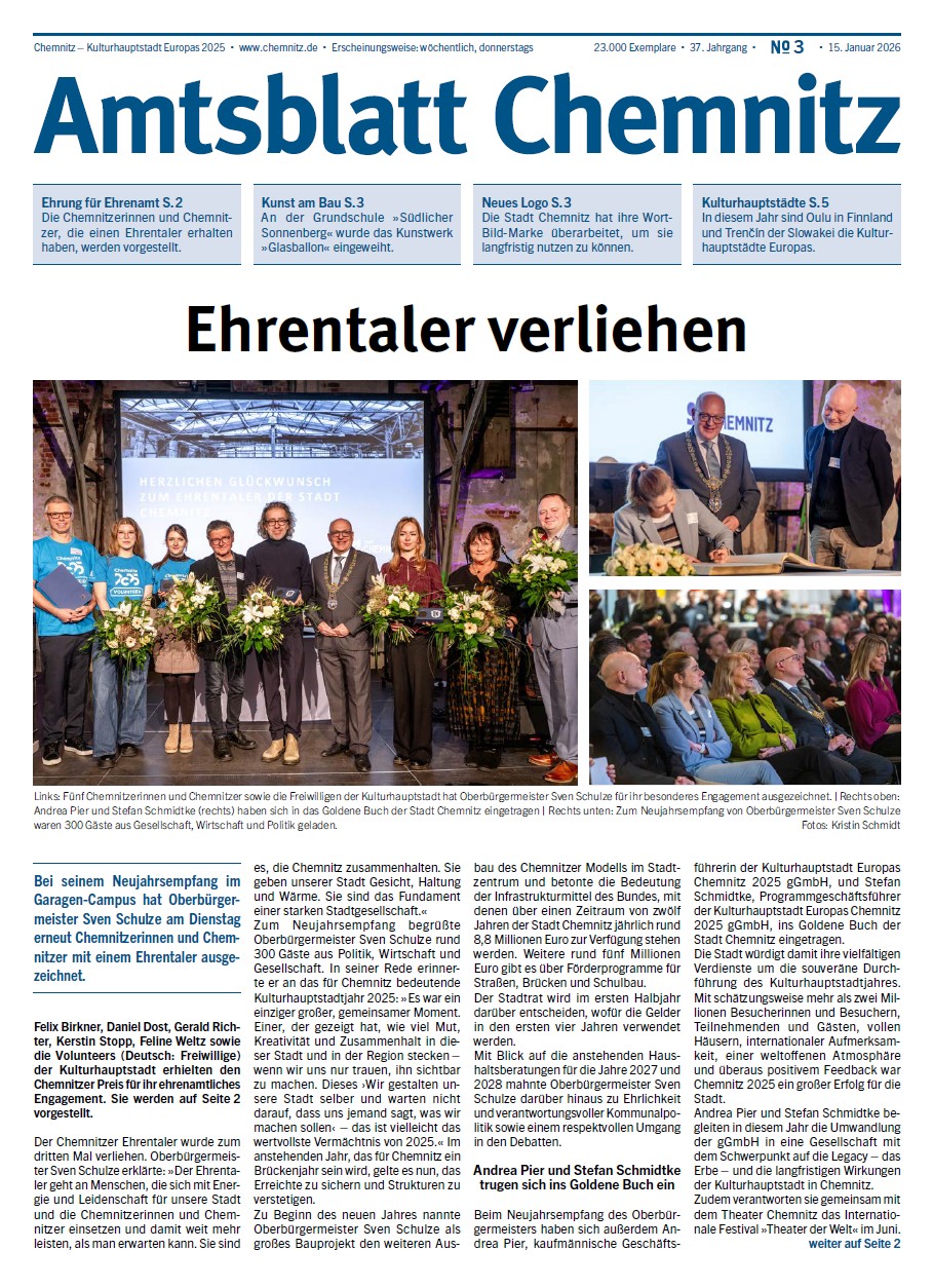 Titelseite der 3. Chemnitzer Amtsblattausgabe