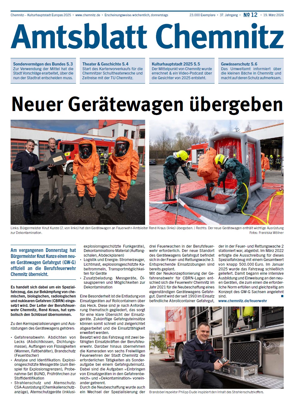 Titelseite der 12. Chemnitzer Amtsblatt Ausgabe
