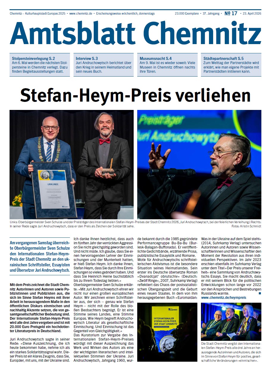 Titelseite der 17. Chemnitzer Amtsblatt-Ausgabe