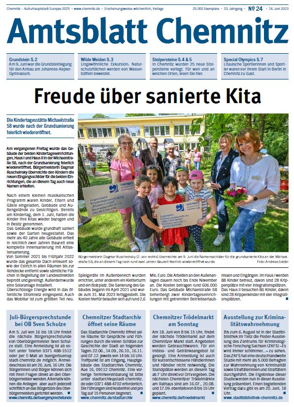 Titelseite der Ausgabe 24 des Chemnitzer Amtsblattes