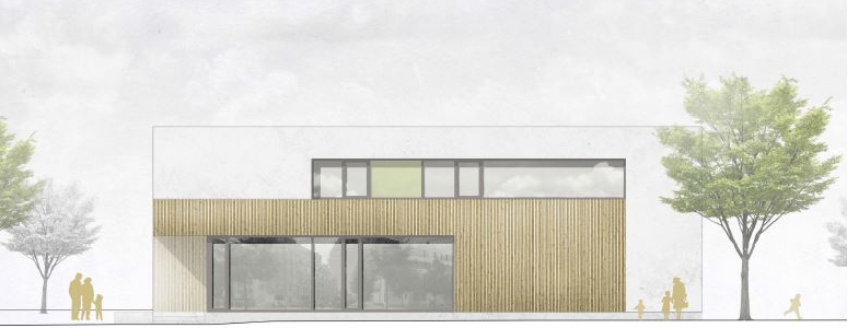 Visualisierung Neubau Kita Schloßstraße - Seitenansicht