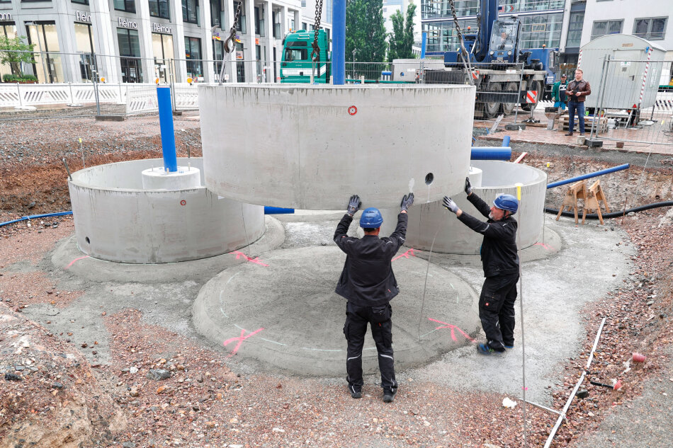 Das Fundament des künftigen Marktbrunnens.