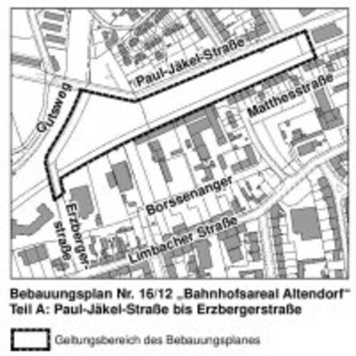 Renewed public display of development plan no. 16/12 "Altendorf railway station site"