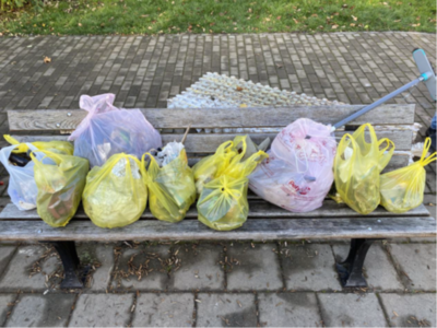 A great deal of rubbish was collected in the area around the school.