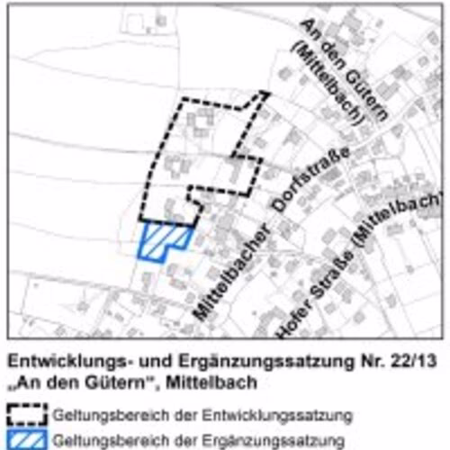 Ver&ouml;ffentlichung im Internet zur Entwicklungs- und Erg&auml;nzungssatzung Nr. 22/13 &bdquo;An den G&uuml;tern&ldquo;, Mittelbach