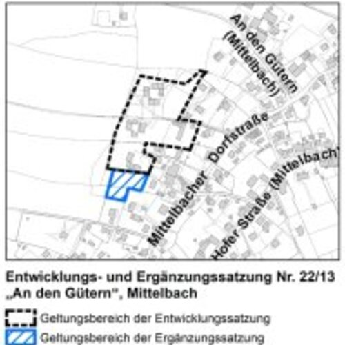 Zveřejnění na internetu o vývoji a doplňkových stanovách č. 22/13 "An den Gütern", Mittelbach
