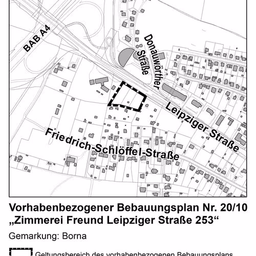 Public participation in the project-related development plan no. 20/10 "Zimmerei Freund Leipziger Straße 253": Submit your comments!