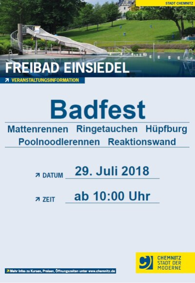 Plakat zum Badfest in Einsiedel
