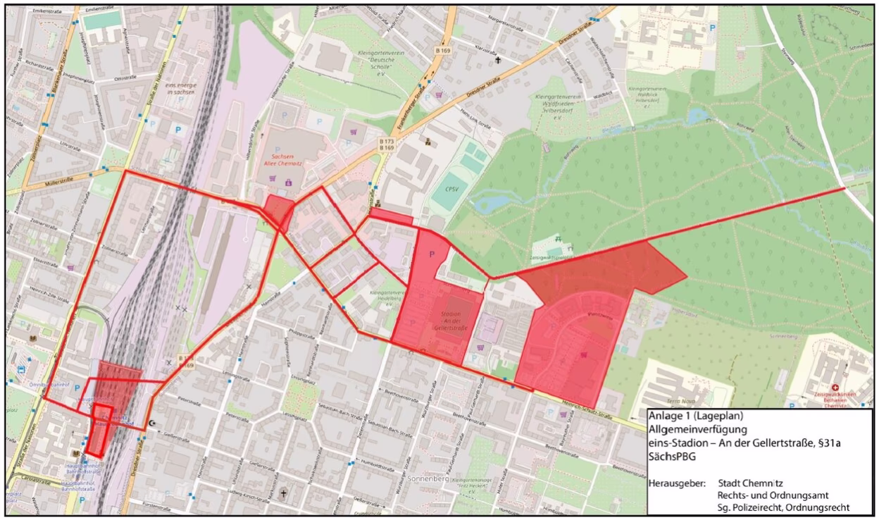 Anlage 1: Lageplan eins - Stadion an der Gellertstra&szlig;e