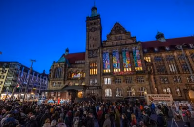 Chemnitz town hall in the evening