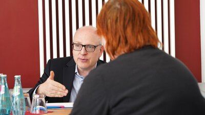 Auch Oberbürgermeister Sven Schulze stand als Ansprechpartner für die Bürger:innen zur Verfügung.