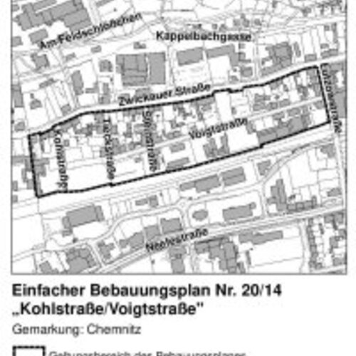 Včasná účast veřejnosti na jednoduchém plánu rozvoje č. 20/14 "Kohlstraße / Voigtstraße". Vaše připomínky jsou vítány!