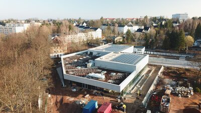 Luftbild Schwimmsportkomplex Bernsdorf - Stand: 3. März 2024