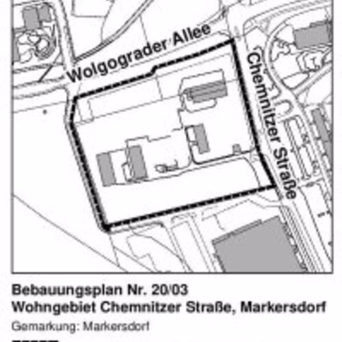 Fr&uuml;hzeitige Beteiligung der &Ouml;ffentlichkeit zum Bebauungsplan Nr. 20/03 Wohngebiet an der Chemnitzer Stra&szlig;e, Markersdorf. Ihre Stellungnahme erw&uuml;nscht!