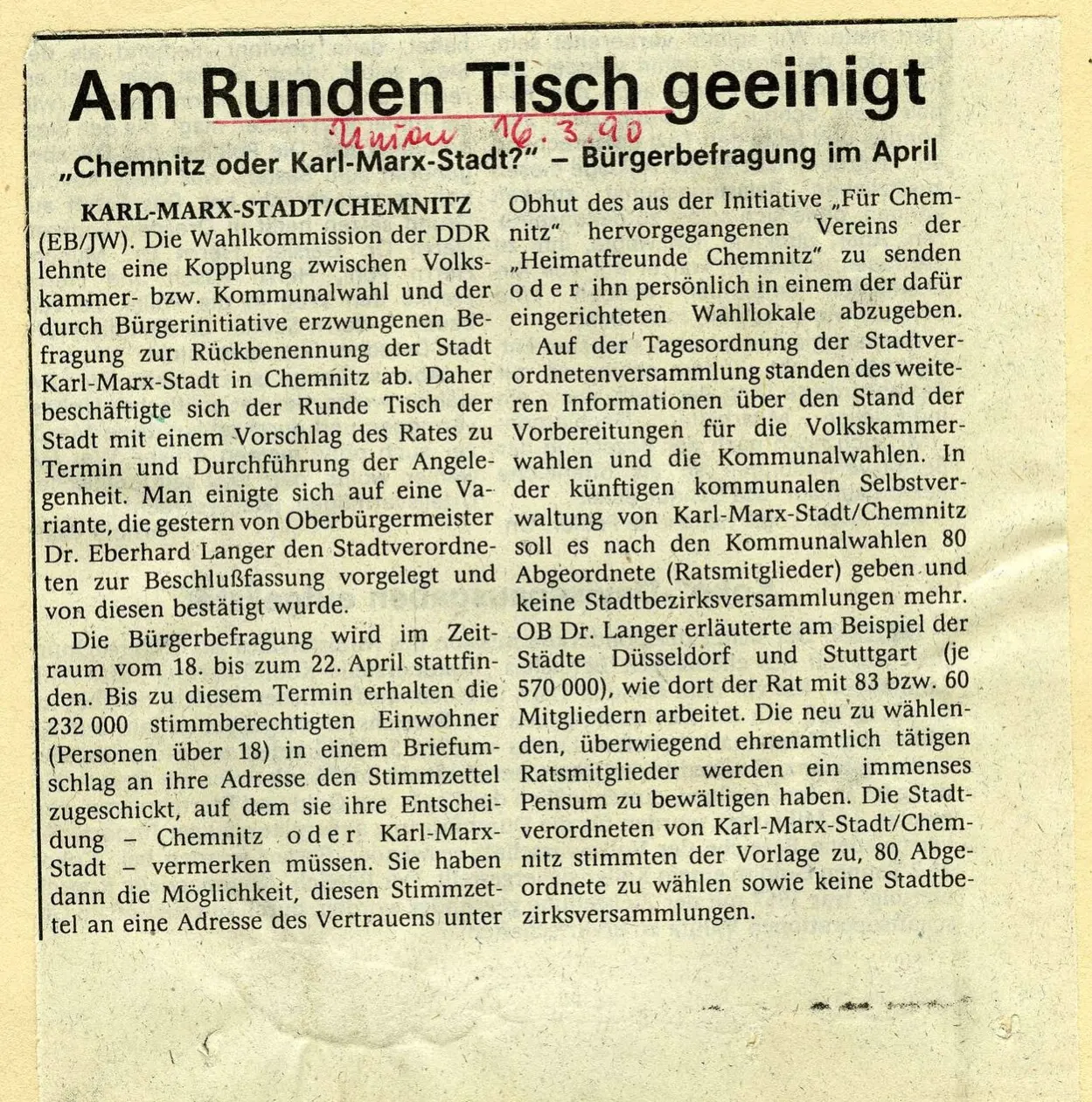 Zeitungsartikel zur B&uuml;rgerbefragung
