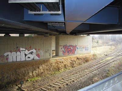 Übungsfläche nach vorheriger Vereinbarung: Widerlager Brücke Südring über ehemalige Anschlussgleisanlage