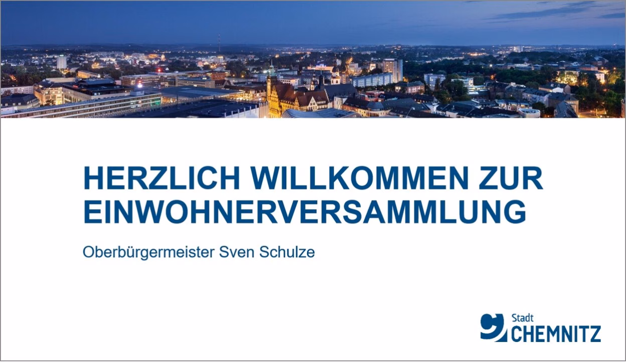Titelbild der Präsentation zur Einwohnerversammlung am 8. Oktober 2026 im Rathaus