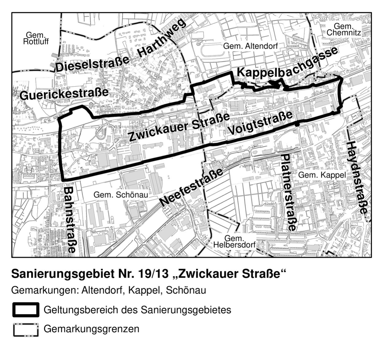 Plan "Sanierungsgebietes Zwickauer Straße"