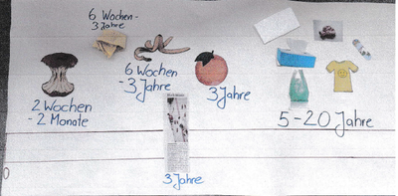 The decomposition times of various materials were examined in more detail