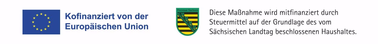 Logos "Kofinanziert von der Europ&auml;ischen Union" und F&ouml;rderlogo Freistaat Sachsen