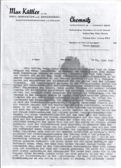 Aufzeichnungen des Zeitzeugen Max Küttler, Stadt Chemnitz