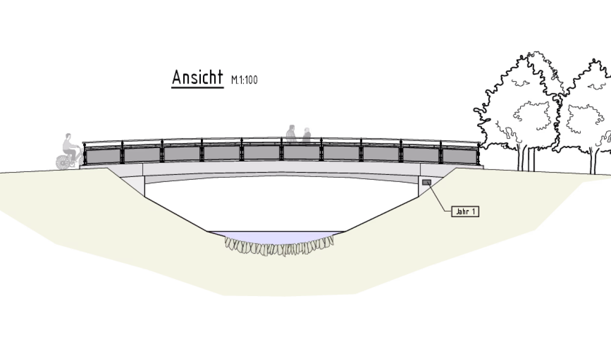 gezeichneter Querschnitt der geplanten Brücke