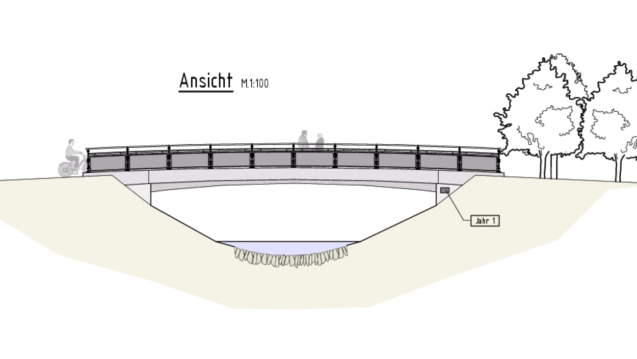 gezeichneter Querschnitt der geplanten Brücke