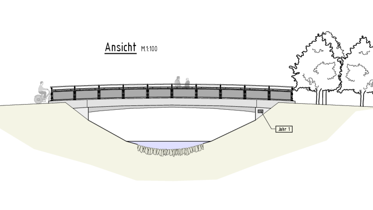 gezeichneter Querschnitt der geplanten Brücke
