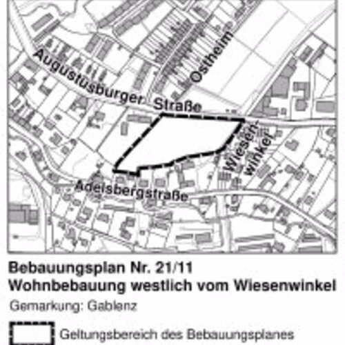 Aufstellungsbeschluss und &ouml;ffentliche Auslegung des Bebauungsplanes Nr. 21/11 (westlich vom Wiesenwinkel): Ihre Stellungnahmen gew&uuml;nscht!